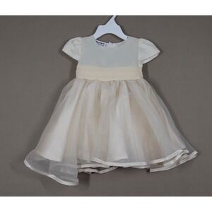 Blueberi Boulevard Baby Girls Fit-and-Flare Satin and Tulle Dress - Champagne